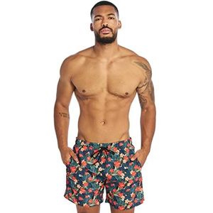 Urban Classics Patroon Swim Shorts Zwembroek Heren, Veelkleurig (Blk/Tropical 02061)