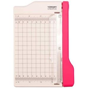 Vaessen Creative Guillotine mini papiersnijder, wit/roze, 10,2 x 15,2 cm