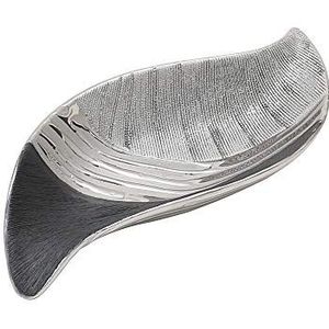 Dekohelden24 Elegante designer keramische schaal golfvormig in zilver-grijs, 27 cm