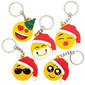 Baker Ross AX371 Sleutelhanger voor gezicht, grappig, Kerstmis, 6 stuks - mini-speelgoed voor kinderen