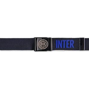 Inter - Zwarte canvas riem met logo in reliëf op metalen gesp, 3D-print in blauw siliconen. Voor alle nerazzurri-fans, officieel product