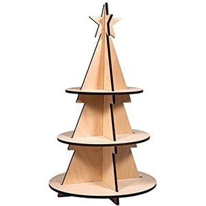 Rayher 3D bouwpakket ""Kerstboom"", natuurlijk hout, 5 stuks, FSC Mixed Credit, 44,5 cm, display met 3 etages, decoratie, winter, Kerstmis, 46631505