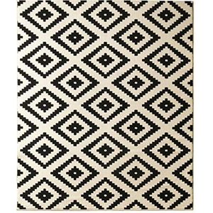 Hanse Home Velours tapijt met ruiten in zwart / crème 80x200 cm