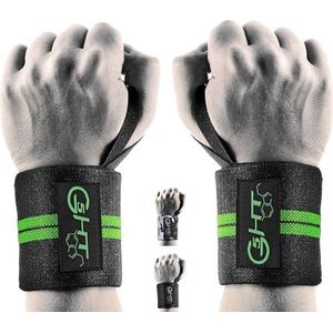 G5 HT SPORT Professionele sportmanchetten | dames en heren | manchetten gym hoofdbanden | Bodybuilding Powerlifting Crossfit, Calistenics, grote polsbandwraps (zwart/neongroen)