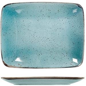 H&H 8234412 bord Mimosa, Stoneware, rechthoekig, lichtblauw, 29 x 23 cm