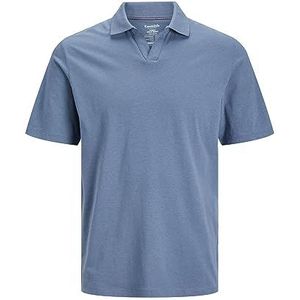 JACK & JONES Jjesummer Linen Polo SS Sn Shirt met lange mouwen voor heren, Lichtblauw jeans