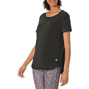 Amazon Essentials Studio dames casual fit lichtgewicht ronde hals T-shirt (verkrijgbaar in grote maat), zwarte strepen, small