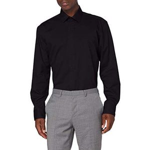 JP 1880 Heren grote maten Menswear L-8XL tot 8XL, zakelijk overhemd, top, kreukvrij, kentkraag en borstzak, comfortabele pasvorm, katoen 713989, zwart.