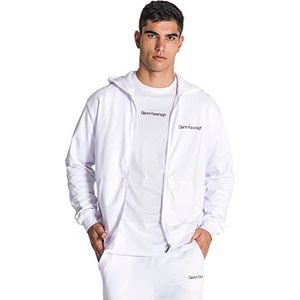 Gianni Kavanagh White Essential Micro Hoodie Jacket Hooded Sweatshirt pour Homme, blanc, S