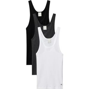 Calvin Klein Débardeur 3PK en coton à col rond pour femme, gris (noir/blanc/anthracite chiné), XS LV00QS7493, Gris (noir/blanc/anthracite chiné), XS
