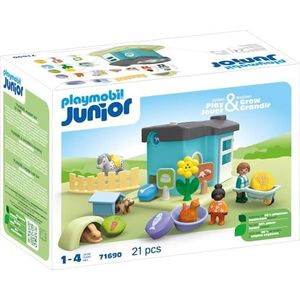 Playmobil Junior 71690 Huisdierpension, bestaande uit vier huisdieren, duurzaam speelgoed van plantaardige kunststof, speelgoed voor kinderen vanaf 12 maanden