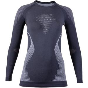 Evolutyon Thermoshirt voor dames, lange mouwen, Charcoal / wit / lichtgrijs