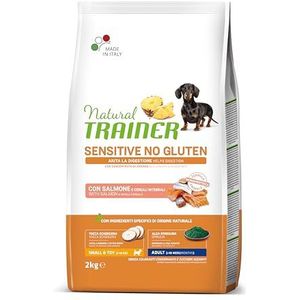 Natural Trainer Sensitive No Gluten droogvoer voor volwassen honden, mini-speelgoed met zalm en volle granen, 2 kg