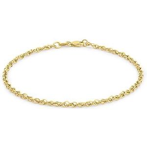 Carissima Halve gouden armband voor dames, 2,1 mm, diamantgeslepen prins van Wales, 9 karaat (375), 18 cm, geelgoud, zonder steen., Goud, Geen steen.