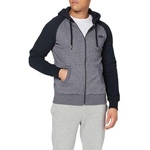 Superdry OL Classic Raglan Zip Hood Pullover heren, Rich Navy Mega Grit