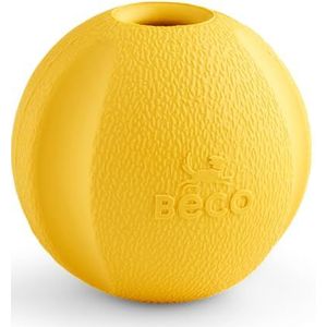 Beco Hondenspeelgoed, bal van natuurlijk rubber, om mee te nemen, hondenspeelgoed, gemakkelijk te vinden, heldere kleuren, geel