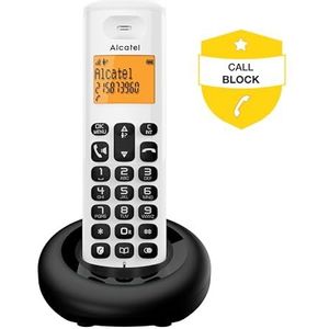 ALCATEL E260 Solo witte draadloze telefoon. Oproepblokkering en handsfree-functie