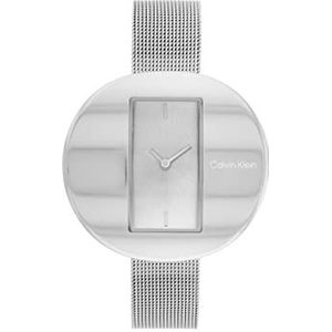 Calvin Klein 25200016 Analoog Quartz Dameshorloge met Milanese armband van zilverkleurig roestvrij staal, zilver.