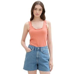 TOM TAILOR Denim 1042795 Dames tanktop met ruches details (1 stuk), 35155 - Verbrande terracotta