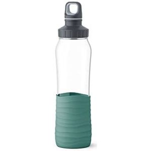 Emsa Drink2GO Glas Trinkflasche 0,7L gn | petrol-grün