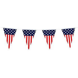 Boland 44950 Amerikaanse vlaggetjesslinger, 6 meter, eenzijdig bedrukt, Amerikaanse sterren en strepen, decoratie, feestdecoratie voor carnaval en themafeest