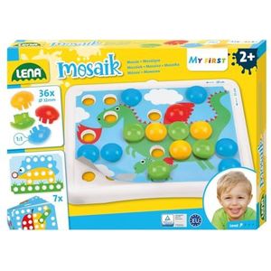 LENA My First Mozaïek Junior - Gezelschapsspel voor kinderen vanaf 2 jaar - Bevordert oog-handcoördinatie - 44-delig