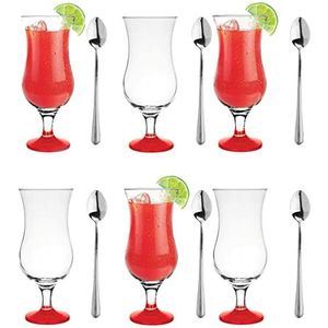 Glasmark Set van 6 cocktailglazen max 480 ml Red Bottom + theelepel lang glas + roestvrij staal 570032-0420518317LD