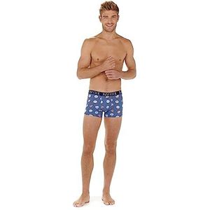 HOM Set van 2 boxershorts voor heren, Set van 2 - gestreept patroon en wapenschild in de tinten blauw + marineblauw