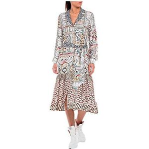 Replay Dames W9759 jurk 010 meerkleurig XL, 010 meerkleurig, XL, 010, Kleurrijk