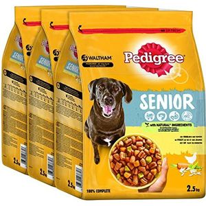 PEDIGREE - SENIOR 8+ - Droogvoer voor honden met kip, groenten en rijst - 3 zakken à 2,5 kg