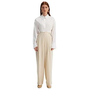 Trendyol Pantalon modeste pour femme, taille normale, jambe large, beige, taille 40, beige, 40