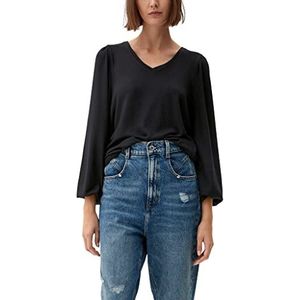 Q/S designed by Dames shirt met lange mouwen zwart, S, zwart.