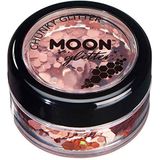 Moon Glitter Ronde holografische pailletten (maanglitter) - 100% cosmetische glitter voor gezicht, lichaam, nagels, haar en lippen - 3g - roségoud