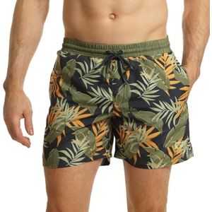 Ript Essentials Zwemshorts voor heren, sneldrogend, met uv-bescherming 50, perzikafwerking, jungle-print, marineblauw/groen, maat S