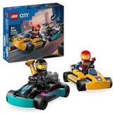 LEGO City Les Karts en racecoureurs, bouwspeelgoed met 2 karten, met 2 minifiguren van piloten, raceauto's, cadeau voor jongens en meisjes vanaf 5 jaar 60400