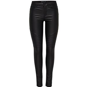 ONLY Onlnew Royal Coated Biker Skinny Fit Jeans voor dames, zwart.