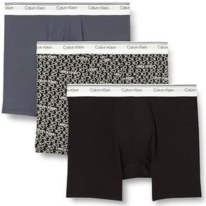 Calvin Klein Boxer Brief 3 Pk 000np2766a boxershorts voor heren, Veelkleurig (Turbulence/Ck Ck Logo_Zwart/Zwart), M