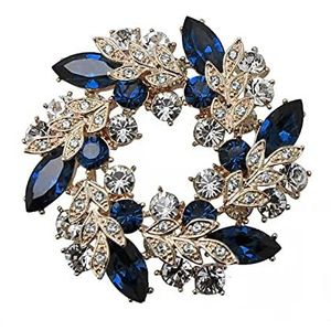 KONFEN Broches voor dames, broche bloem kristal met zirkoniablad, damesbroche kleding, een broche vintage broche clip jasje trui sieraden cadeau voor kleding rugzakken decoratie bruiloft Kerstmis,