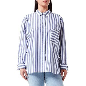 Seidensticker Damesblouse mode blouse blouse kraag borstzak lange mouwen 100% katoen, Wit/Grijs