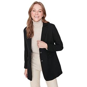 Trendyol Dames Modest figuurbenadrukt Blazer Plain geweven stof jas jas, zwart, 38 dames, zwart, 40, zwart.