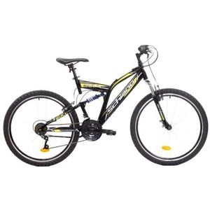 F.Lli Schiano Bull, Uniseks fiets voor volwassenen, dubbel gedempt, zwart-geel, 26 inch