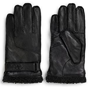 HUGO Heren HLG 152 Leren handschoenen met manchetten van omgekeerd leer, Black1, 9, ZWART1
