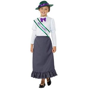 Smiffys - Smiffy's Victoriaans suffragette-kostuum, 49697L, grijs, 10-12 jaar