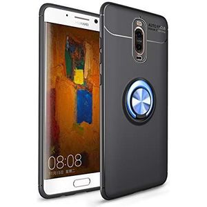 lopolike Huawei Mate 9 hoes,Huawei Mate 9 hoes case telefoonhoes zacht TPU krasbestendig schokbestendig met ring verstelbaar [magnetische autohouder] voor Huawei Mate 9 zwart/blauw