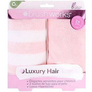 Brushworks Luxe haardoek, roze, één maat, 2 stuks