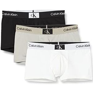 Calvin Klein 3 stuks boxershorts voor heren, lage taille, tricot (3 stuks), zwart, authentiek grijs, wit