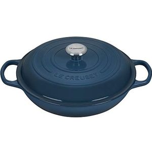 Le Creuset Signature kookpan van geëmailleerd gietijzer, rond, Ø 30 cm, 3,2 l, 5,555 kg, Deep Teal, 21180306422430