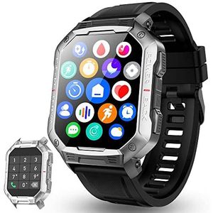 Smartwatch met Bluetooth 5.1-oproep/nummer, sporthorloge IP67, smartwatch met 20 sportmodi, hartslag, zuurstof, bloed, weer, wekker, calorieën voor Android iOS