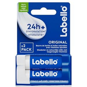 LABELLO Duo Original (2 x 5,5 ml), lippenbalsem verrijkt met natuurlijke oliën en romige textuur, lippenverzorging, langdurige hydratatie gedurende 24 uur