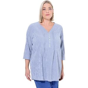 Ulla Popken Bubble-tunika, korte mouwen, Biesen, 3/4-arm tuniek voor dames, Kobalt Blauw